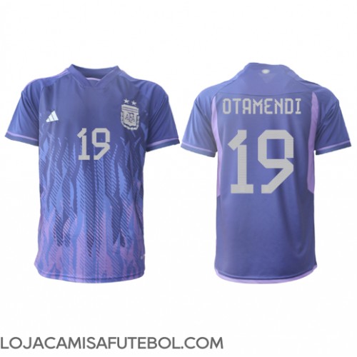 Camisa de Futebol Argentina Nicolas Otamendi #19 Equipamento Secundário Mundo 2022 Manga Curta